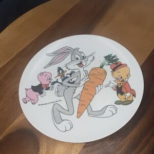 Vintage 1970s Looney Tunes Porky Pig Daffy Duck Bugs Bunny Melamine Plate